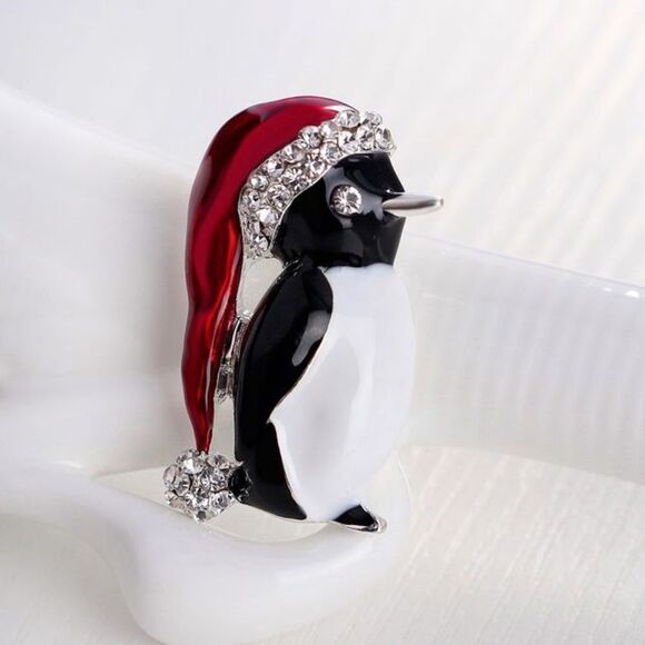 Jewelry - Penguin in a Christmas Hat Brooch